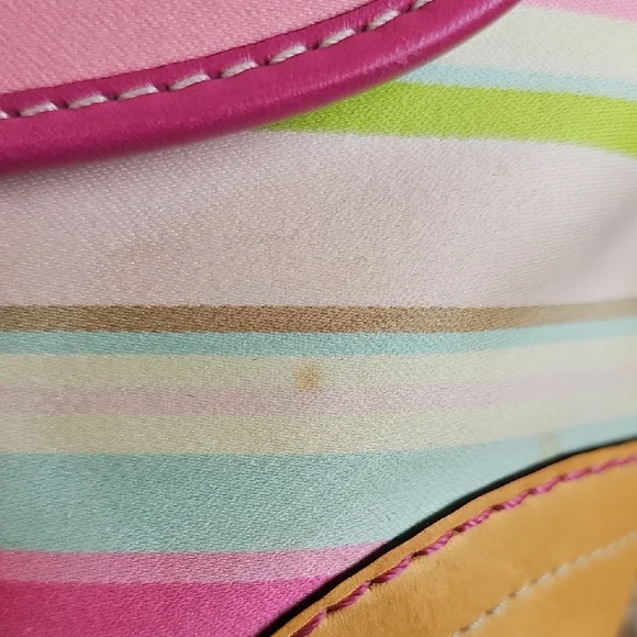 Vintage Coach Hampton Pastel Stripes Small Tote Bag #1888 Pink GUC - Picture 11 of 15